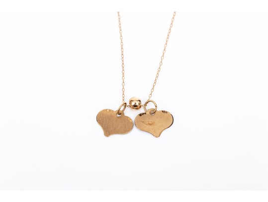 10k Yellow Gold Delicate Heart Motif Inspirational Charm Necklace, 