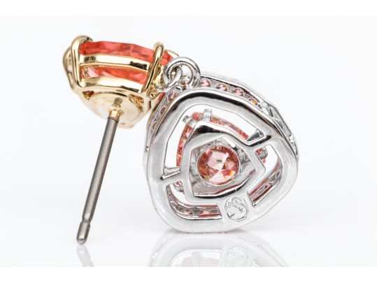 Swarovski Trillion Crystal Halo Drop Pendant Earrings, With Box