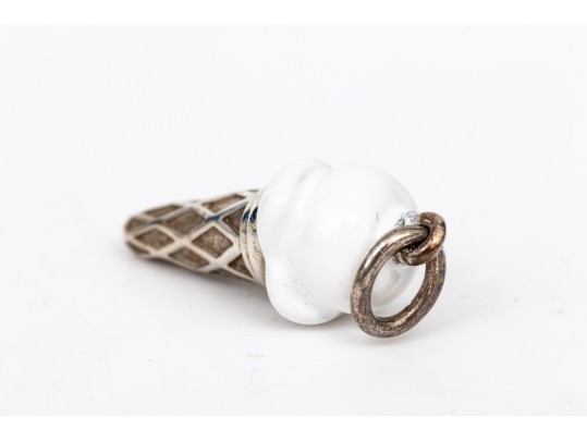 Tiffany & Co. Sterling Silver Lighthearted White Enamel Ice Cream Cone Charm