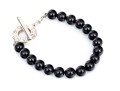 Tiffany & Co. Sterling Silver Bold Chunky 1837 Style Toggle Black Onyx Beaded Bracelet