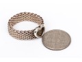 Tiffany & Co. Sterling Silver Fun 6.25 Mm Wide Heart Motif Mesh Band Ring, Size 7.5
