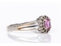 14k White Gold Oval Pink Topaz And Diamond Halo Ring, App. 0.07 TCW, Size 6.75