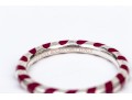 Tiffany & Co. Sterling Silver Paloma Picasso Dark Pink Enamel Candy Striped Stack Ring, Size 6