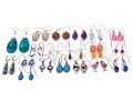 Sterling Silver Collection Of Nineteen Drop Pendant Style Earrings