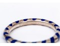 Tiffany & Co. Sterling Silver Paloma Picasso Blue Enamel Candy Striped Stack Ring, Size 6