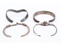 Sterling Silver Collection Of Four Cuff Style Bracelets; Two Plain Styles, Two Turquoise Set