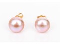 14k Yellow Gold Pink Toned 9.5 Mm Cultured Freshwater Pearl Earrings