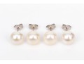 Sterling Silver Set Of Two Cultured Freshwater Pearl Stud Earrings, 8.25 Mm