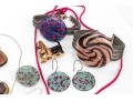Collection Of Fruit, Flower, And Candy Resin Jewelry, With Acrylic Heart Necklace And Dog Brooch