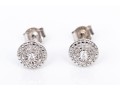 Sterling Silver Pair Of Diamond Set Cluster Stud Style Earrings, App. 0.13 TCW