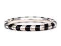 Tiffany & Co. Sterling Silver Paloma Picasso Black Enamel Candy Striped Stack Ring, Size 6