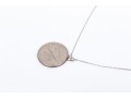 14k White Gold Fine Curb Link Chain And Tiny Pave Diamond Set Heart Necklace, App. 0.03 TCW