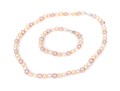 Pretty Pink To Ivory Toned 7.25mm To 7.75mm Matching Cultured Freshwater Pearl Necklace And Bracelet