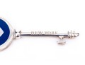 Tiffany & Co. Sterling Silver Blue Enamel Decorated Heart Tiffany Key, With Chain