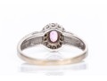 14k White Gold Oval Pink Topaz And Diamond Halo Ring, App. 0.07 TCW, Size 6.75