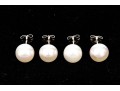 Sterling Silver Set Of Two Cultured Freshwater Pearl Stud Earrings, 8.25 Mm