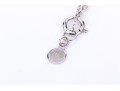 14k White Gold Fine Curb Link Chain And Tiny Pave Diamond Set Heart Necklace, App. 0.03 TCW