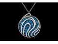 Swarovski Crystal Opera Length Necklace With Blue And White Crystal With Matching Ring