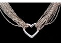 Tiffany & Co. Sterling Silver Chunky Multi Strand Curb Link Open Heart Choker