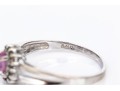 14k White Gold Oval Pink Topaz And Diamond Halo Ring, App. 0.07 TCW, Size 6.75