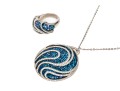 Swarovski Crystal Opera Length Necklace With Blue And White Crystal With Matching Ring