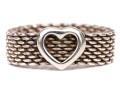 Tiffany & Co. Sterling Silver Fun 6.25 Mm Wide Heart Motif Mesh Band Ring, Size 7.5