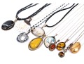 Sterling Silver Collection Of Ten Stone, Glass, Amber And Composite Necklaces