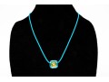 Swarovski Crystal Contemporary Blue Metallic And Cord Necklace With Yellow Crystal Center