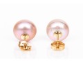14k Yellow Gold Pink Toned 9.5 Mm Cultured Freshwater Pearl Earrings