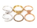 Swarovski Collection Of Six Rings, Rose, White And Yellow Tones, Sizes 5 3/4 To 7