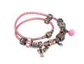 Pandora Sterling Silver Pretty Love And Romance Themed Bracelet, On A Pink Double Tour Cord