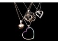 Collection Of Sterling Silver Heart Motif Pendants Plus One Heart Scatter Pin