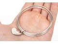 Tiffany & Co. Sterling Silver Striking Three Row Slip On Bangle Bracelet, With Heart Charm