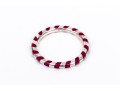 Tiffany & Co. Sterling Silver Paloma Picasso Dark Pink Enamel Candy Striped Stack Ring, Size 6