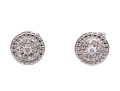 Sterling Silver Pair Of Diamond Set Cluster Stud Style Earrings, App. 0.13 TCW