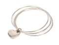Tiffany & Co. Sterling Silver Striking Three Row Slip On Bangle Bracelet, With Heart Charm
