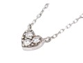 14k White Gold Fine Curb Link Chain And Tiny Pave Diamond Set Heart Necklace, App. 0.03 TCW