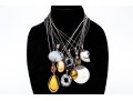 Sterling Silver Collection Of Ten Stone, Glass, Amber And Composite Necklaces