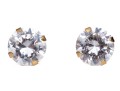 14k Yellow Gold 8mm CZ Solitaire Stud Earrings