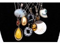 Sterling Silver Collection Of Ten Stone, Glass, Amber And Composite Necklaces