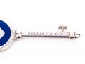 Tiffany & Co. Sterling Silver Blue Enamel Decorated Heart Tiffany Key, With Chain
