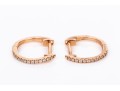 14k Rose Gold Diamond Set Narrow Hinged Hoop Earrings, App. 0.06 TCW