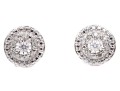 Sterling Silver Pair Of Diamond Set Cluster Stud Style Earrings, App. 0.13 TCW