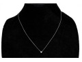 14k White Gold Fine Curb Link Chain And Tiny Pave Diamond Set Heart Necklace, App. 0.03 TCW