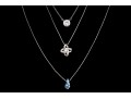 Sterling Silver Collection Of Three Cz And Crystal Set Necklaces On Chains