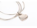 Tiffany & Co. Sterling Silver Striking Three Row Slip On Bangle Bracelet, With Heart Charm