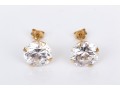 14k Yellow Gold 8mm CZ Solitaire Stud Earrings