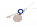Tiffany & Co. Sterling Silver Blue Enamel Decorated Heart Tiffany Key, With Chain