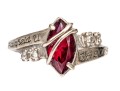 10k White Gold Class Of 2005 Fairfield University Burgundy And White Cz Class Ring, Size 6.25 