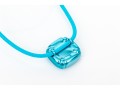 Swarovski Crystal Contemporary Blue Metallic And Cord Necklace With Yellow Crystal Center
